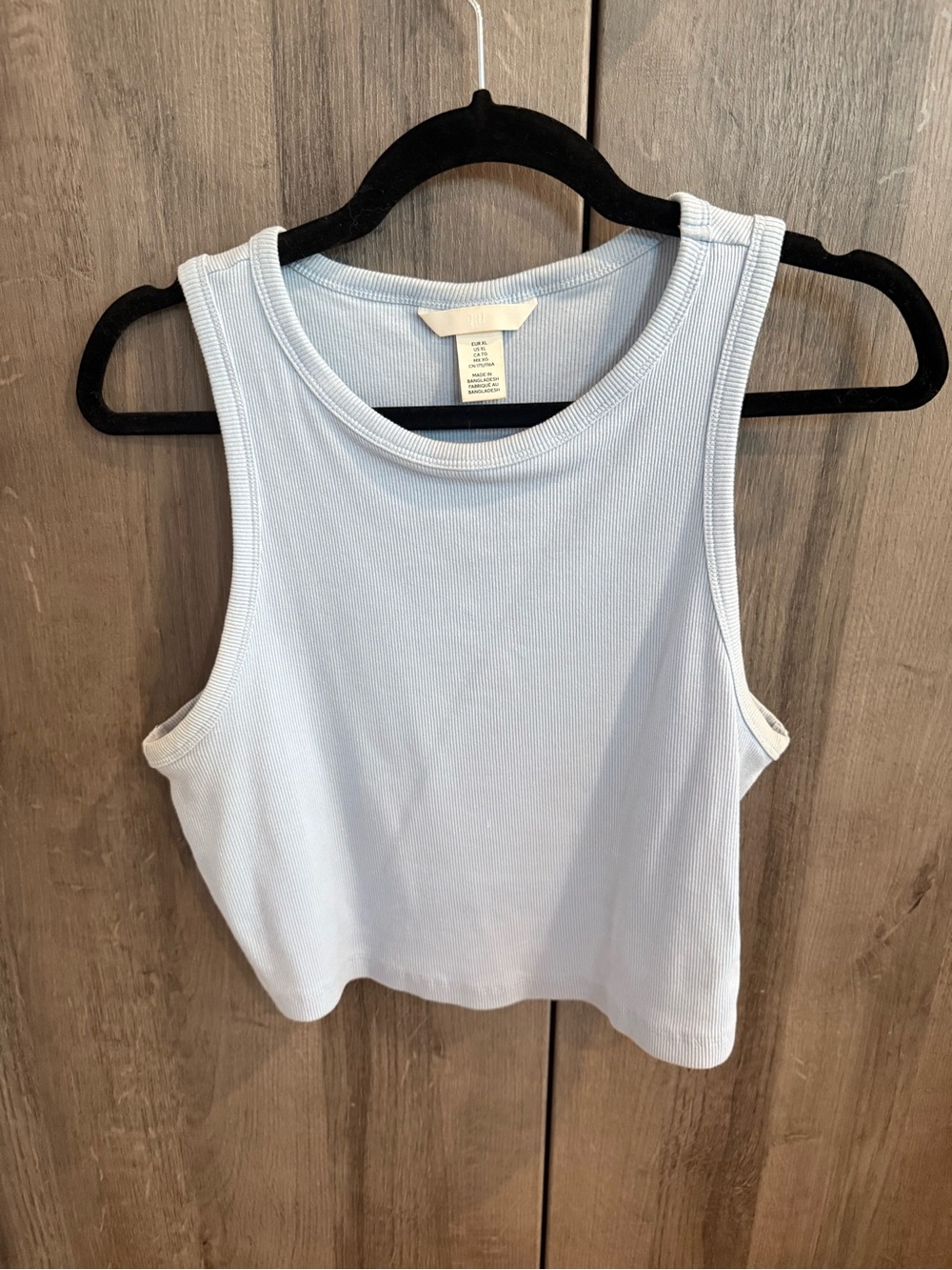 H&M Pale Blue Ribbed Crop Tank Top